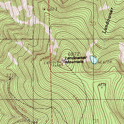 Topographic Map of Landowner Mountain, MT