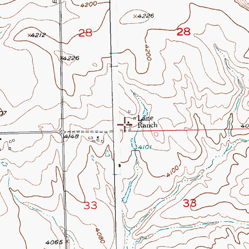 Topographic Map of Lane Ranch, MT