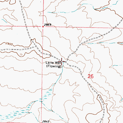 Topographic Map of Lane Well, MT