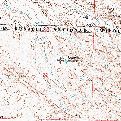 Topographic Map of Langen Reservoir, MT