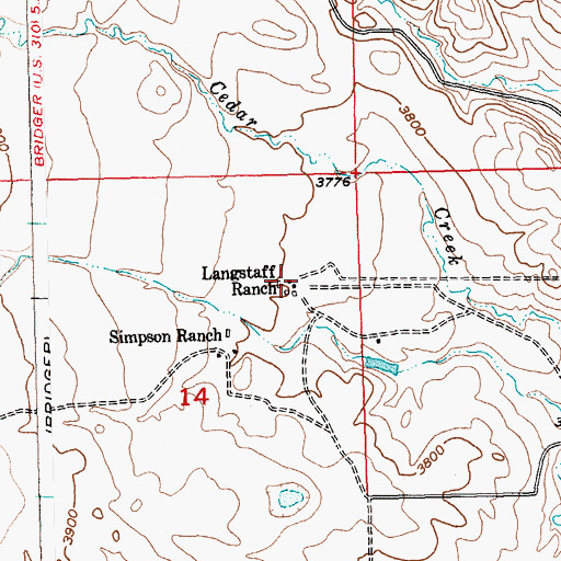 Topographic Map of Langstaff Ranch, MT