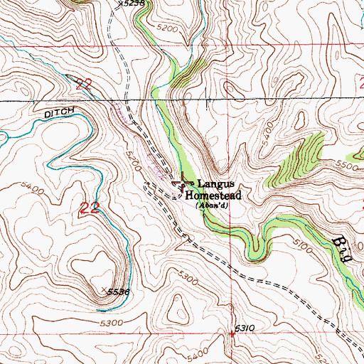 Topographic Map of Langus Homestead, MT