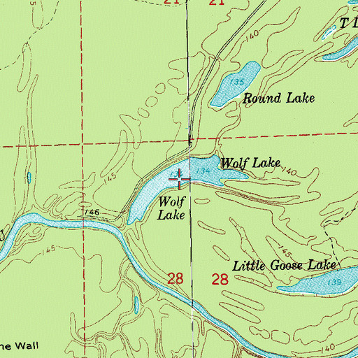 Topographic Map of Wolf Lake, AR