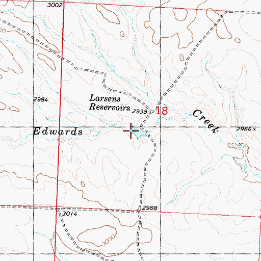 Topographic Map of Larsens Reservoir, MT
