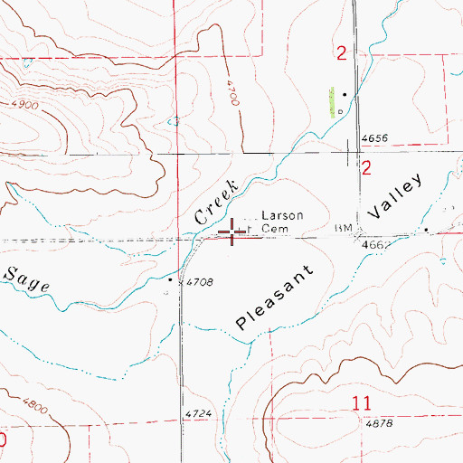 Topographic Map of Larson Cemetery, MT