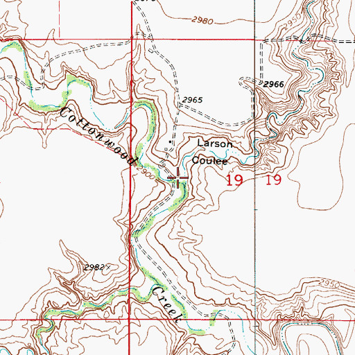 Topographic Map of Larson Coulee, MT