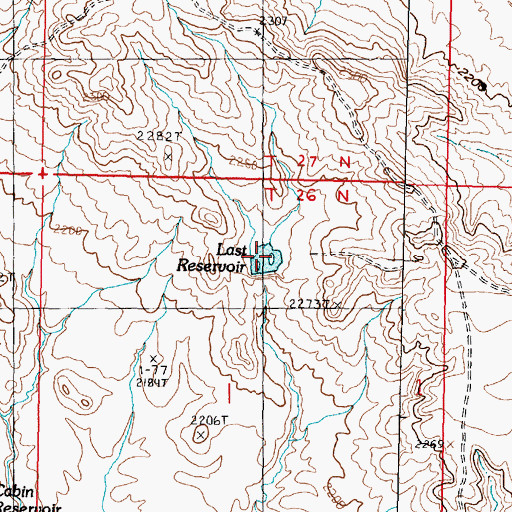 Topographic Map of Last Reservoir, MT