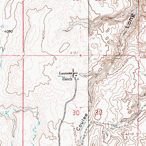 Topographic Map of Lauener Ranch, MT