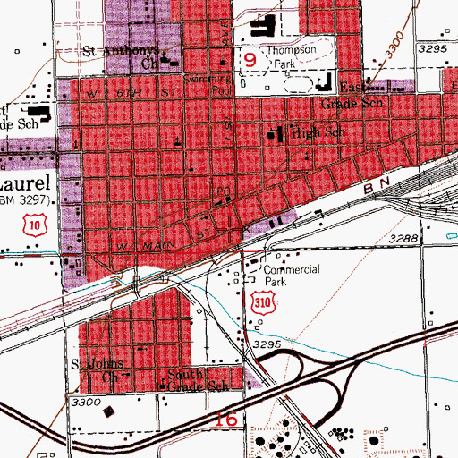 Topographic Map of Laurel, MT