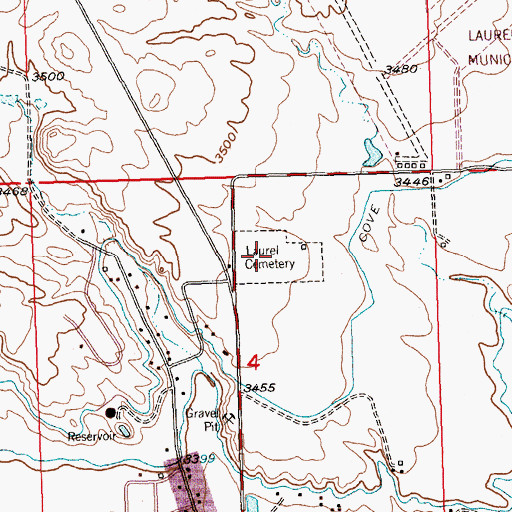 Topographic Map of Laurel Cemetery, MT
