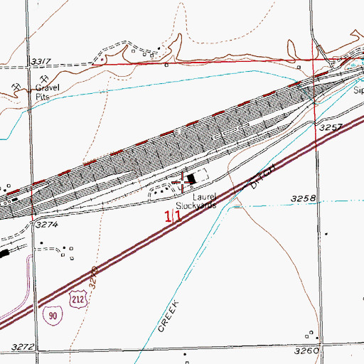 Topographic Map of Laurel Stockyards, MT