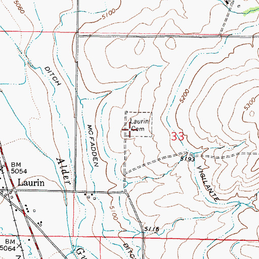 Topographic Map of Laurin Cemetery, MT