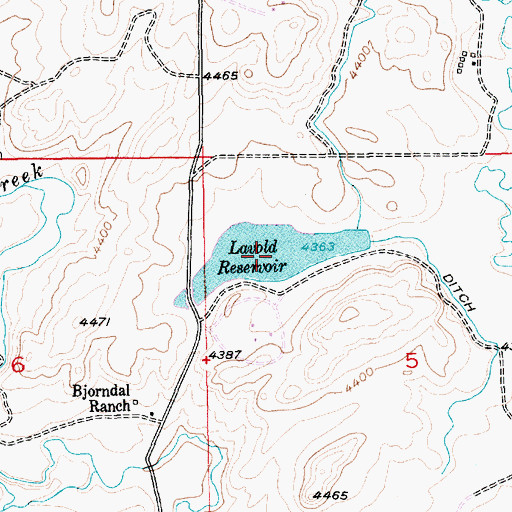 Topographic Map of Lavold Reservoir, MT