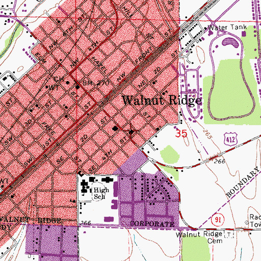 Topographic Map of Main Street Church of Christ, AR