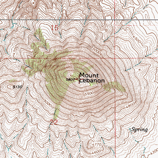 Topographic Map of Mount Lebanon, MT