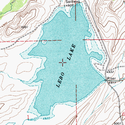 Topographic Map of Lebo Lake, MT
