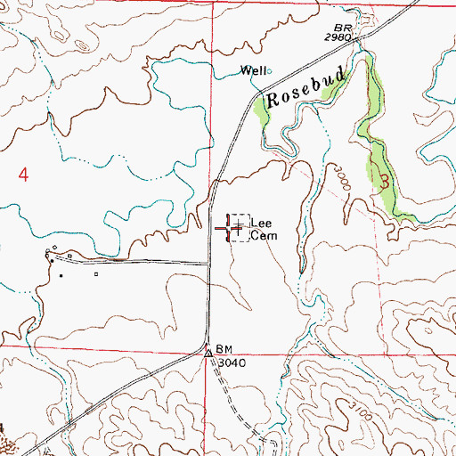 Topographic Map of Lee Cemetery, MT