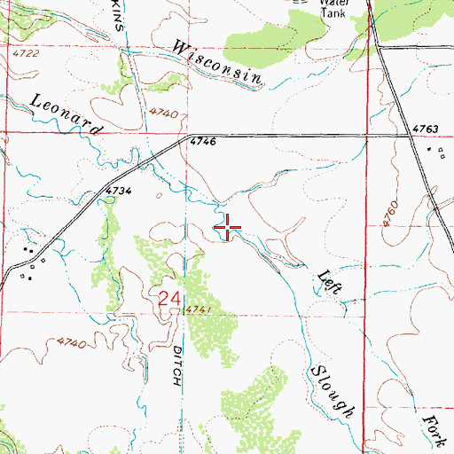 Topographic Map of Left Fork Leonard Slough, MT