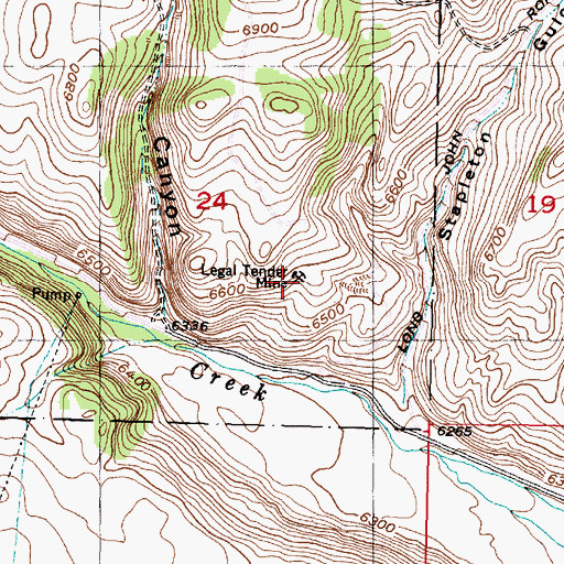 Topographic Map of Legal Tender Mine, MT
