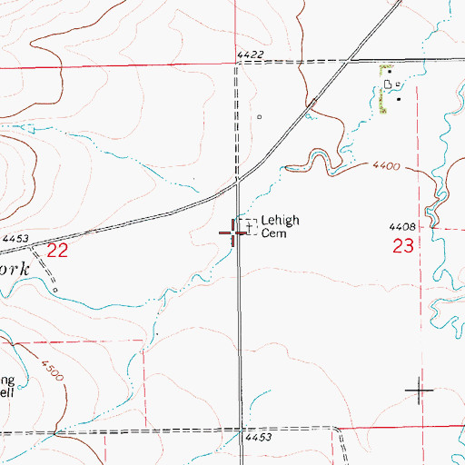 Topographic Map of Lehigh Cemetery, MT