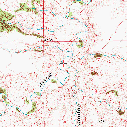 Topographic Map of Leiberg Coulee, MT