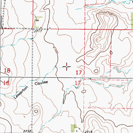 Topographic Map of Lewarton Coulee, MT