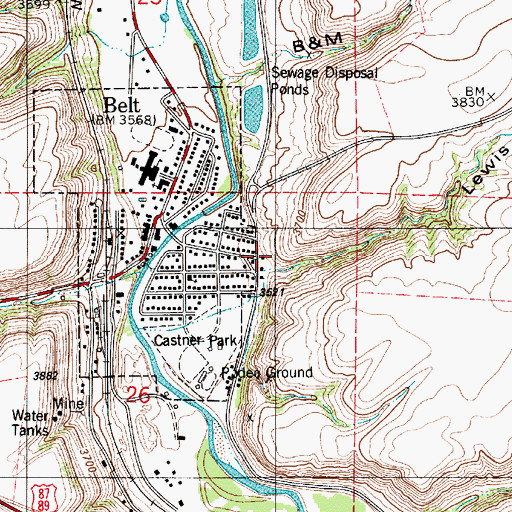 Topographic Map of Lewis Coulee, MT