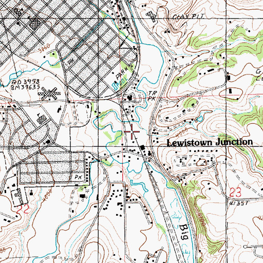 Topographic Map of Lewistown Junction, MT