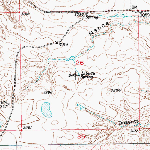 Topographic Map of Liberty Spring, MT