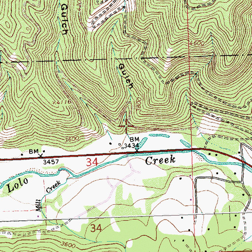 Topographic Map of Lick Gulch, MT