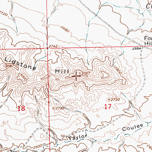 Topographic Map of Lidstone Hill, MT