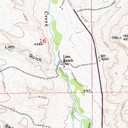 Topographic Map of Lien Ranch, MT
