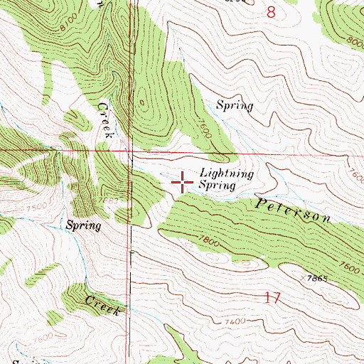 Topographic Map of Lightning Spring, MT