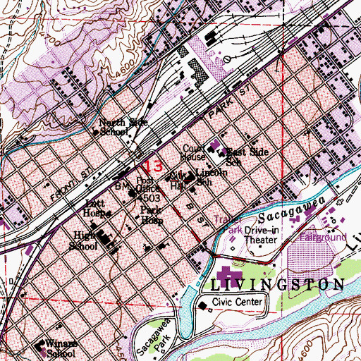 Topographic Map of Lincoln School (historical), MT