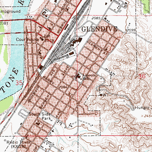 Topographic Map of Lincoln School, MT