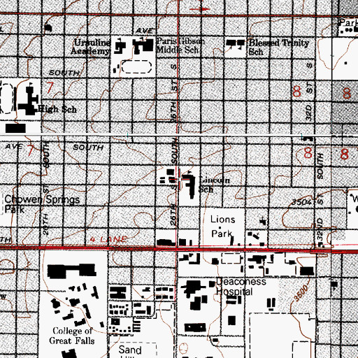 Topographic Map of Lincoln School, MT