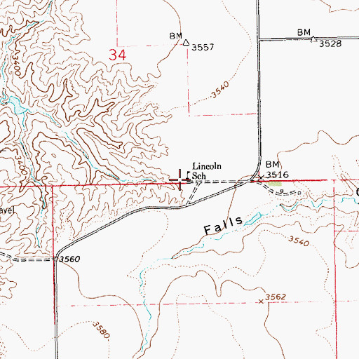 Topographic Map of Lincoln School (historical), MT