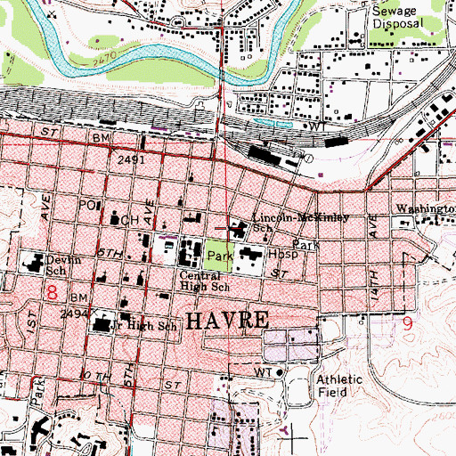 Topographic Map of Lincoln - McKinley School, MT