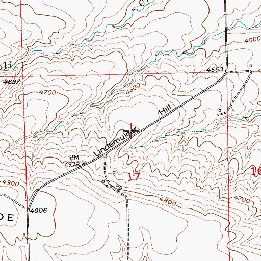 Topographic Map of Lindemulder Hill, MT