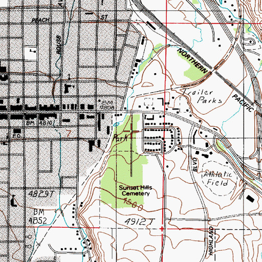Topographic Map of Lindley Park, MT