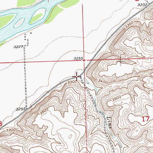 Topographic Map of Line Creek, MT