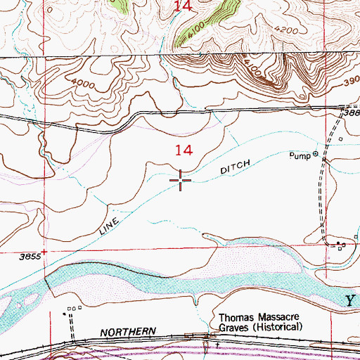Topographic Map of Line Ditch, MT