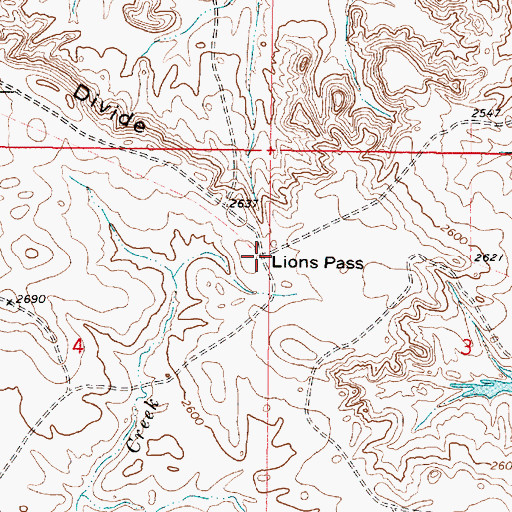 Topographic Map of Lions Pass, MT