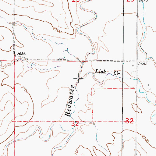 Topographic Map of Lisk Creek, MT
