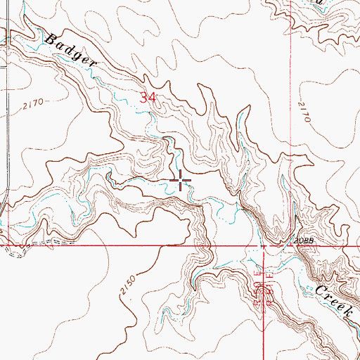 Topographic Map of Little Badger Creek, MT