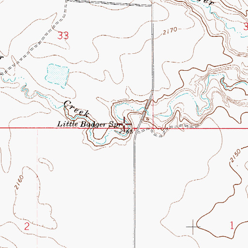 Topographic Map of Little Badger Spring, MT