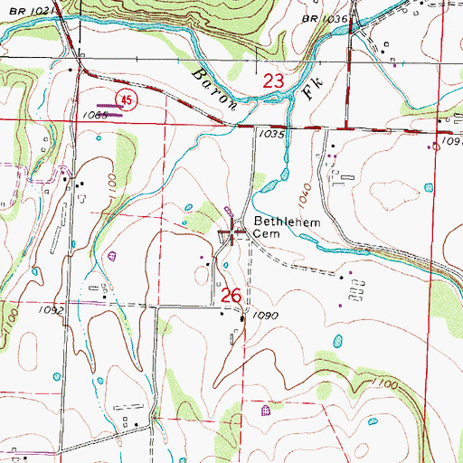 Topographic Map of Bethlehem Cemetery, AR