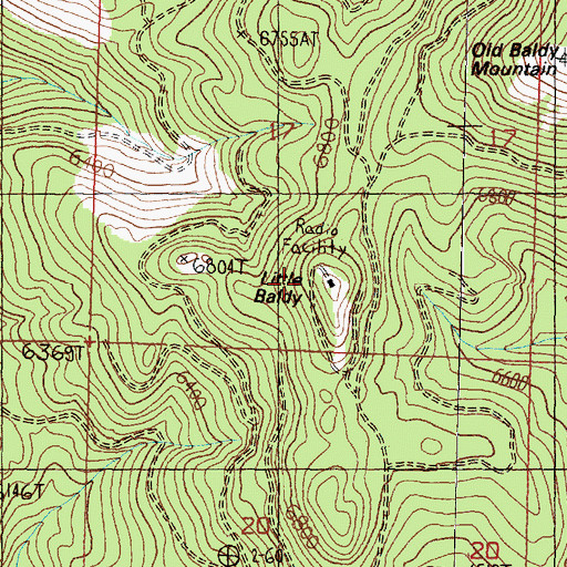 Topographic Map of Little Baldy, MT