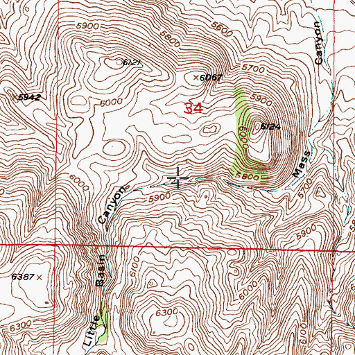 Topographic Map of Little Basin Canyon, MT