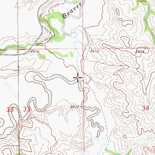 Topographic Map of Little Beaver Creek, MT